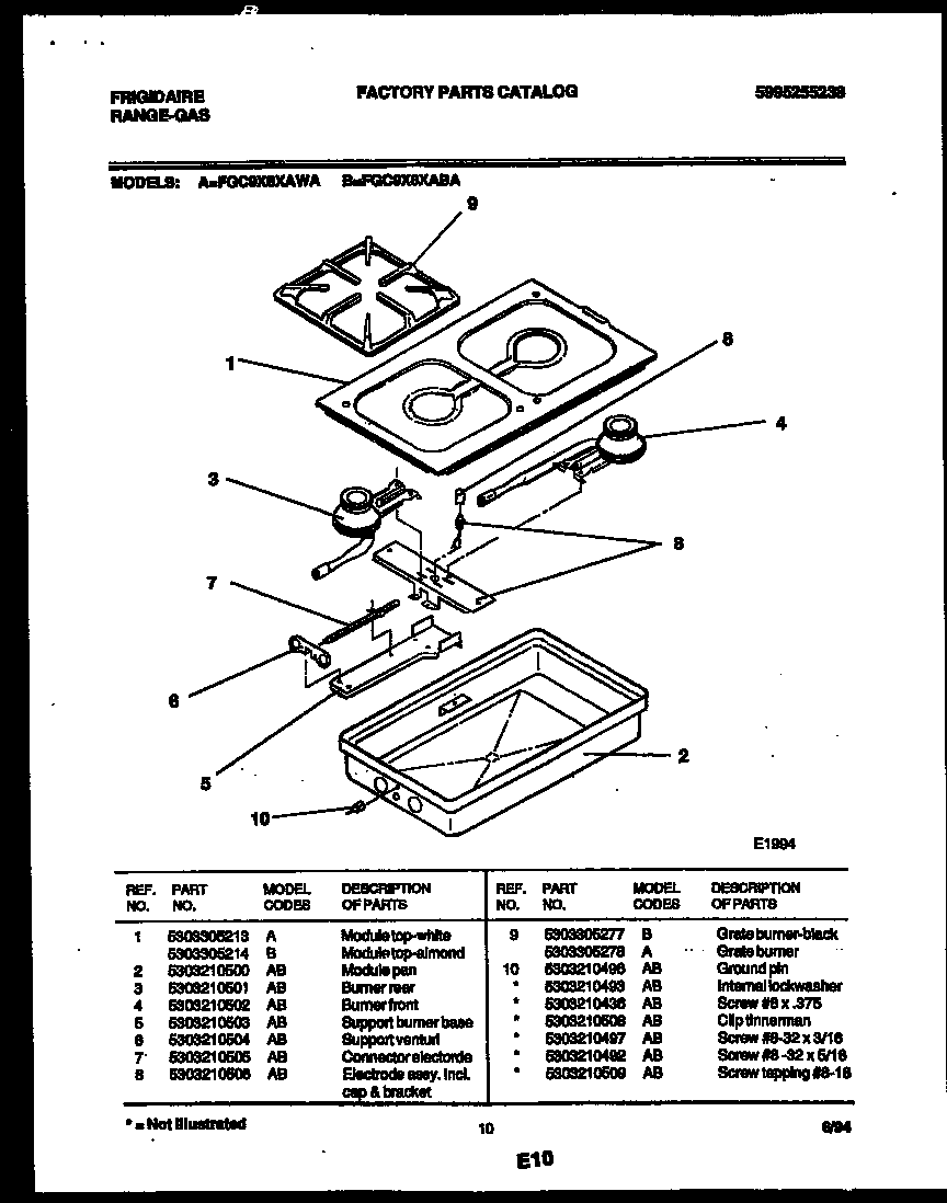 Frigidaire FGC9X8XABA burner box parts diagram