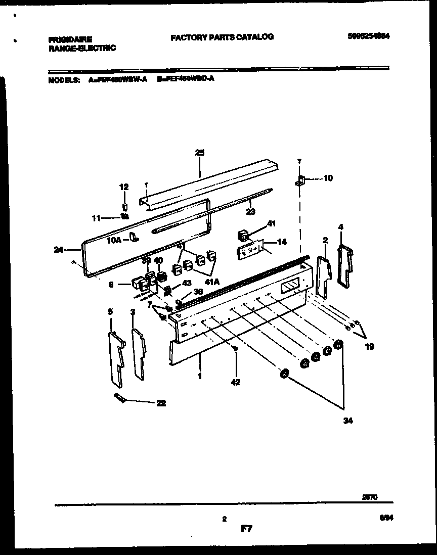 Frigidaire FEF450WBDA control panel diagram