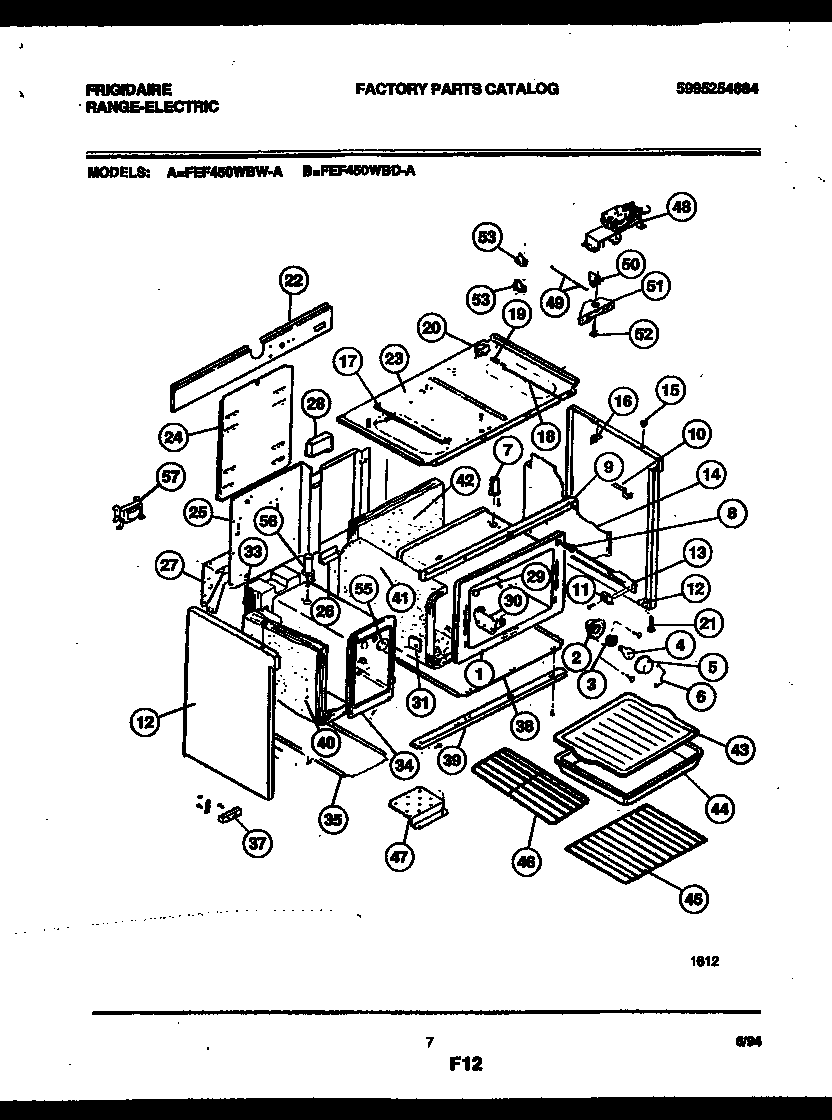 Frigidaire FEF450WBDA body parts diagram