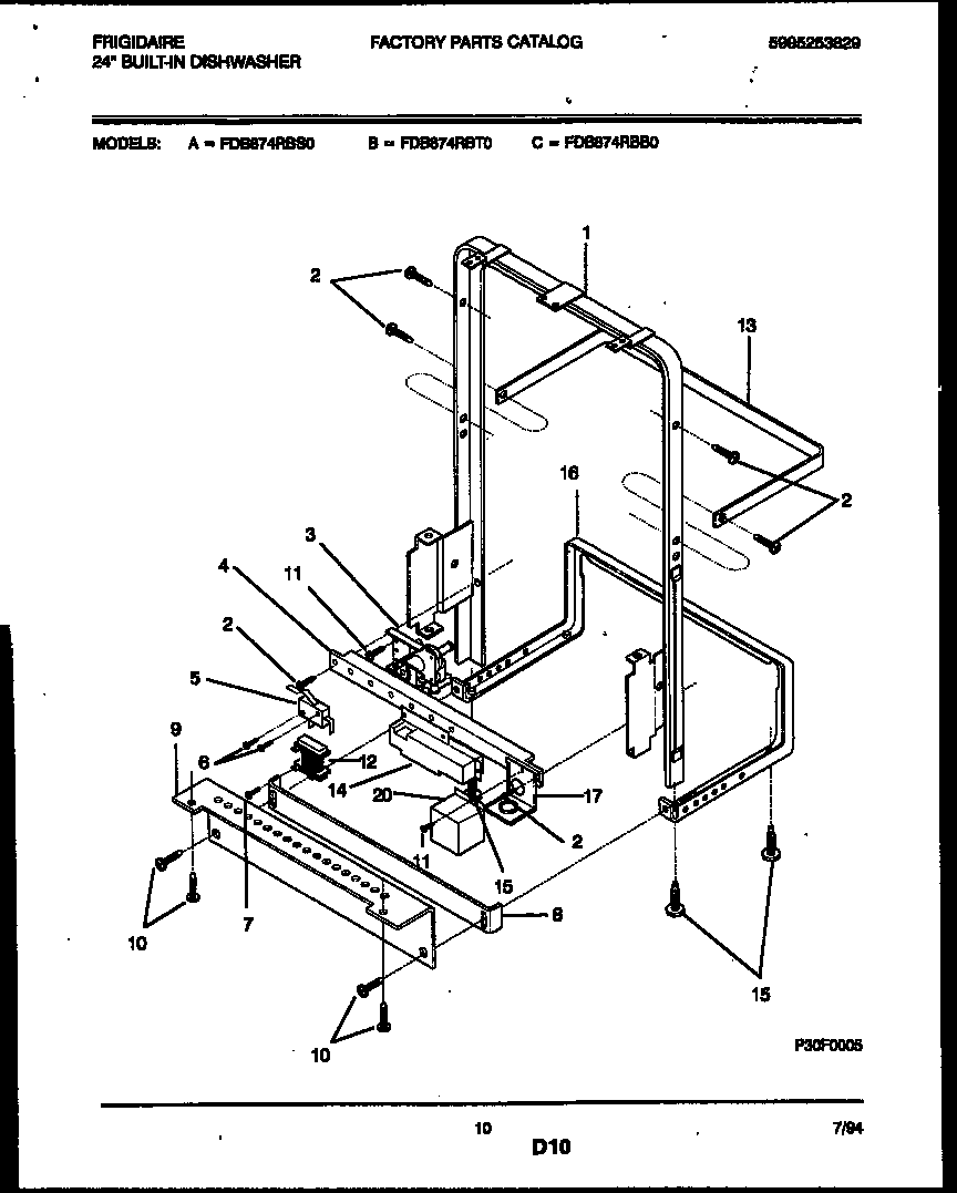 Frigidaire FDB874RBB0 power dry and motor parts diagram