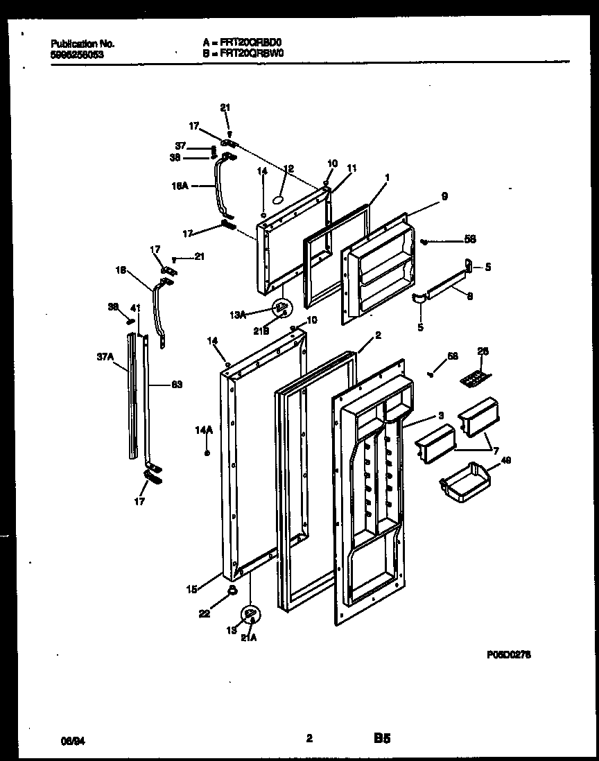 Frigidaire FRT20QRBW0 door parts diagram