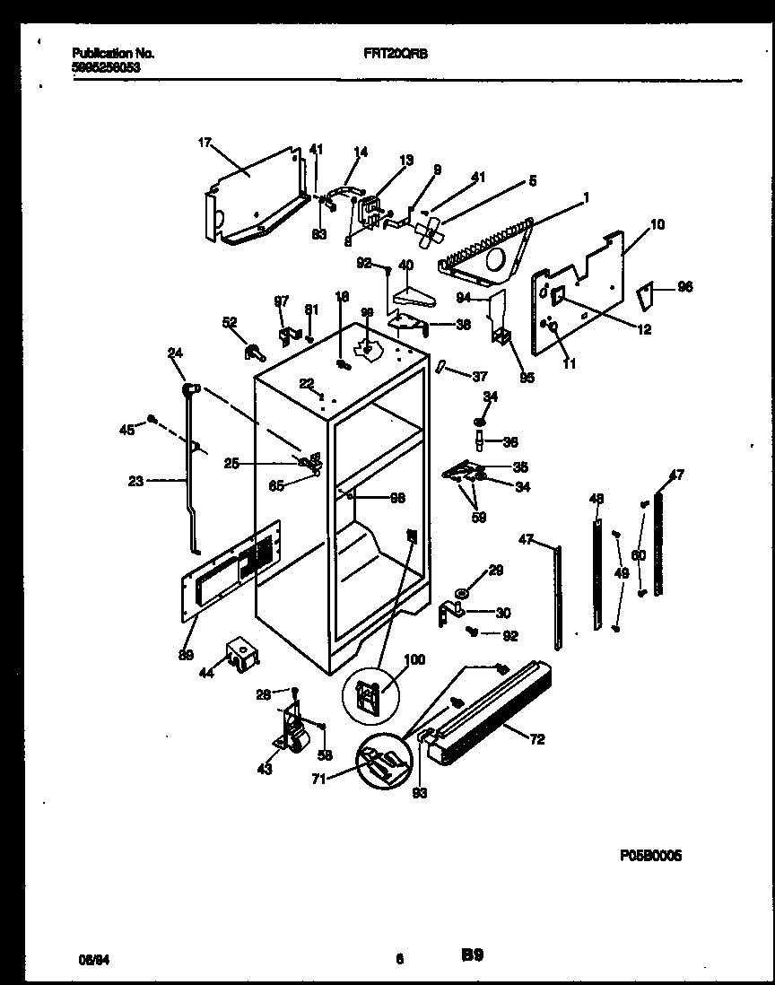 Frigidaire FRT20QRBW0 cabinet parts diagram