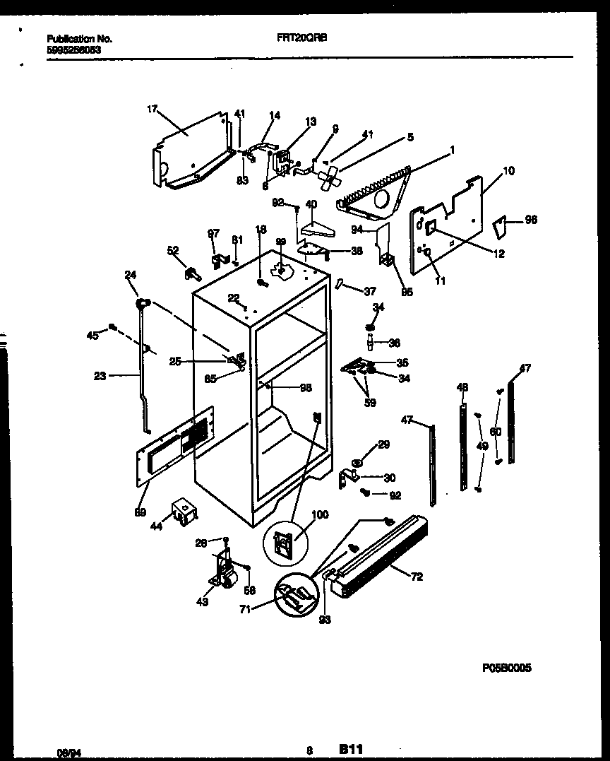 Frigidaire FRT20QRBW0 cabinet parts diagram