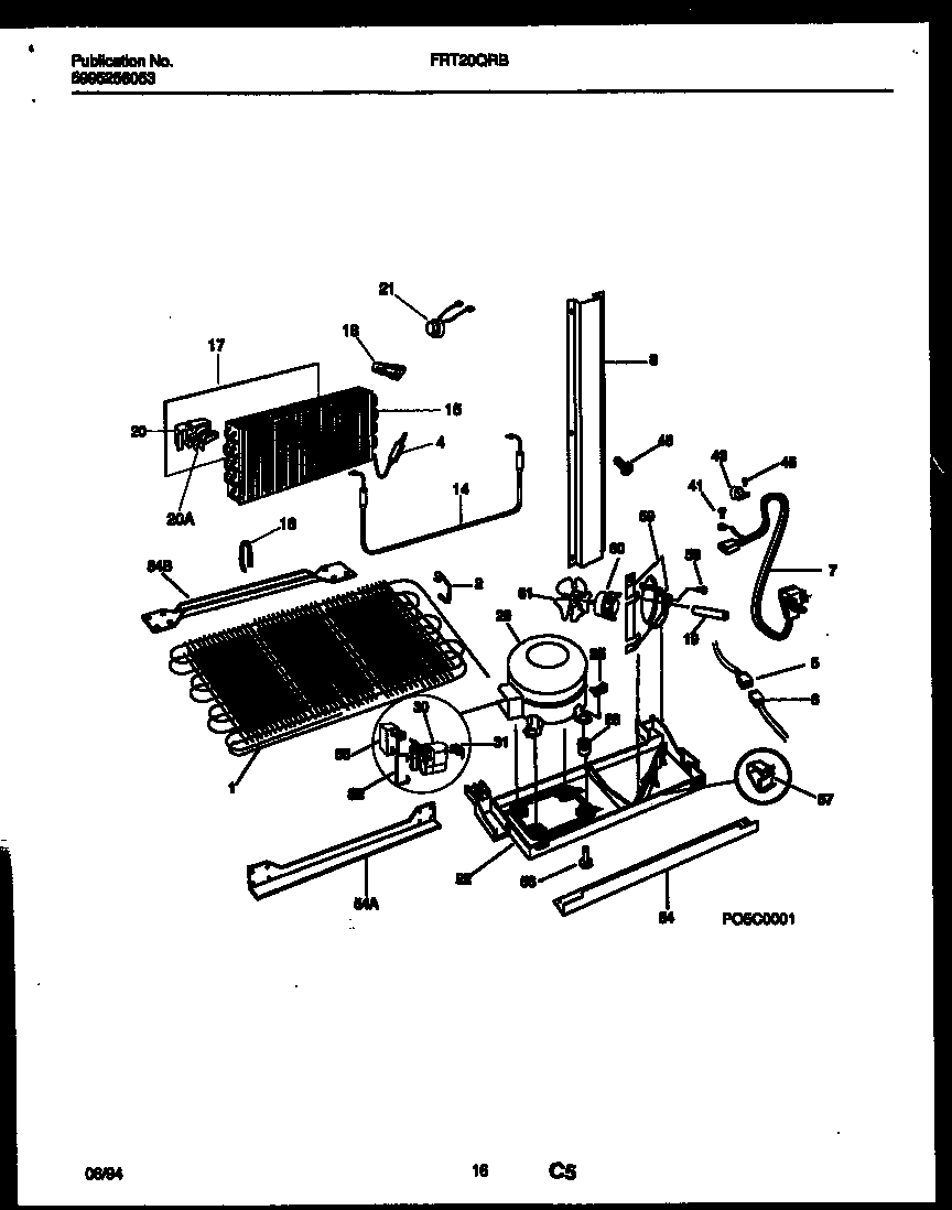 Frigidaire FRT20QRBW0 system and automatic defrost parts diagram