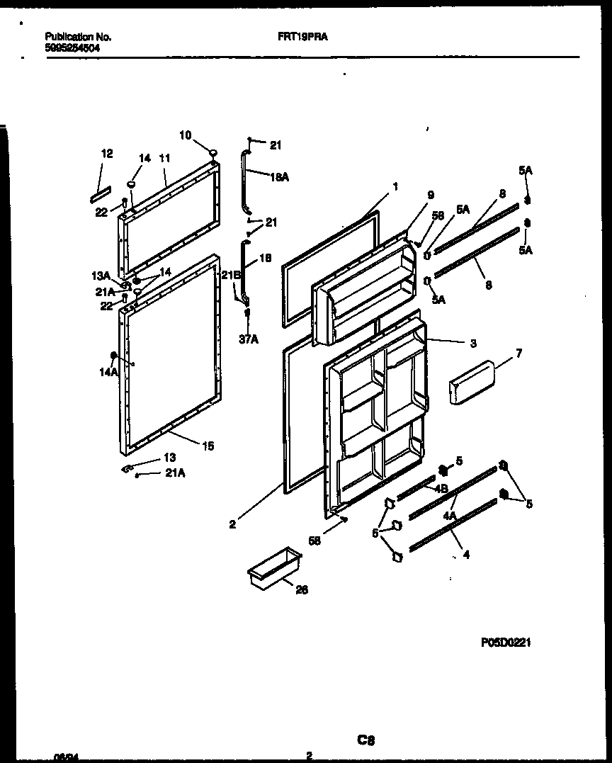 Frigidaire FRT19PRAW1 door parts diagram