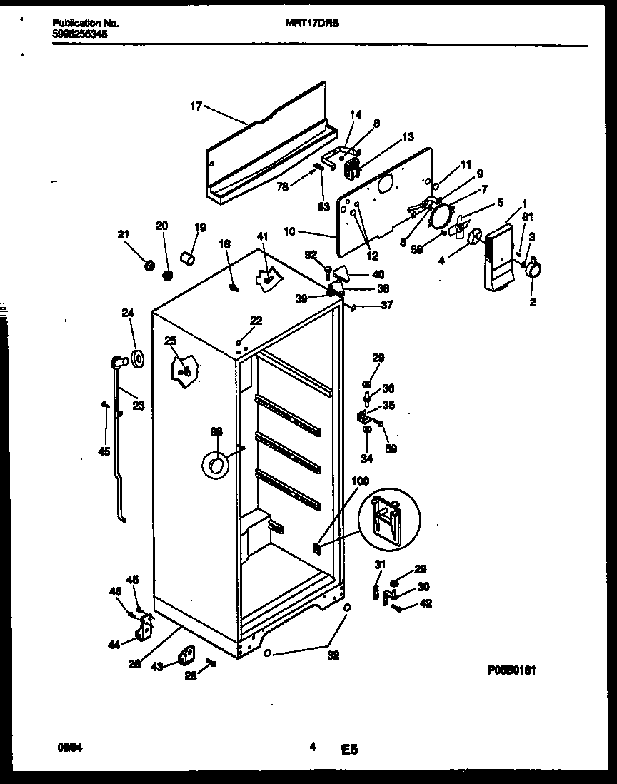Universal/Multiflex (Frigidaire) MRT17DRBZ0 cabinet parts diagram
