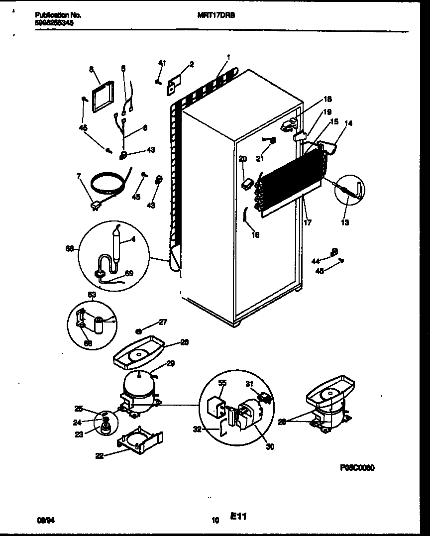 Universal/Multiflex (Frigidaire) MRT17DRBZ0 system and automatic defrost parts diagram