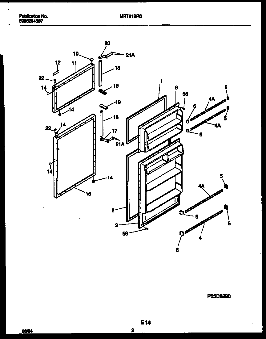 Universal/Multiflex (Frigidaire) MRT21BRBD0 door parts diagram
