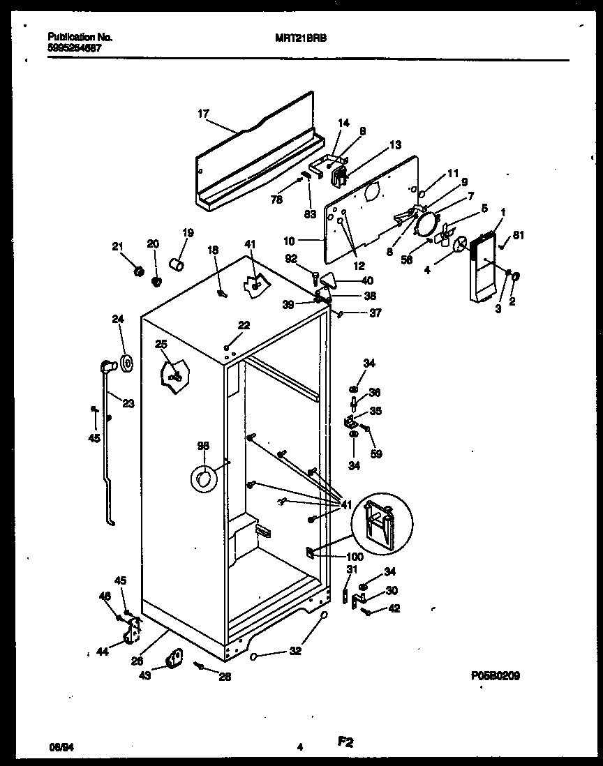 Universal/Multiflex (Frigidaire) MRT21BRBD0 cabinet parts diagram