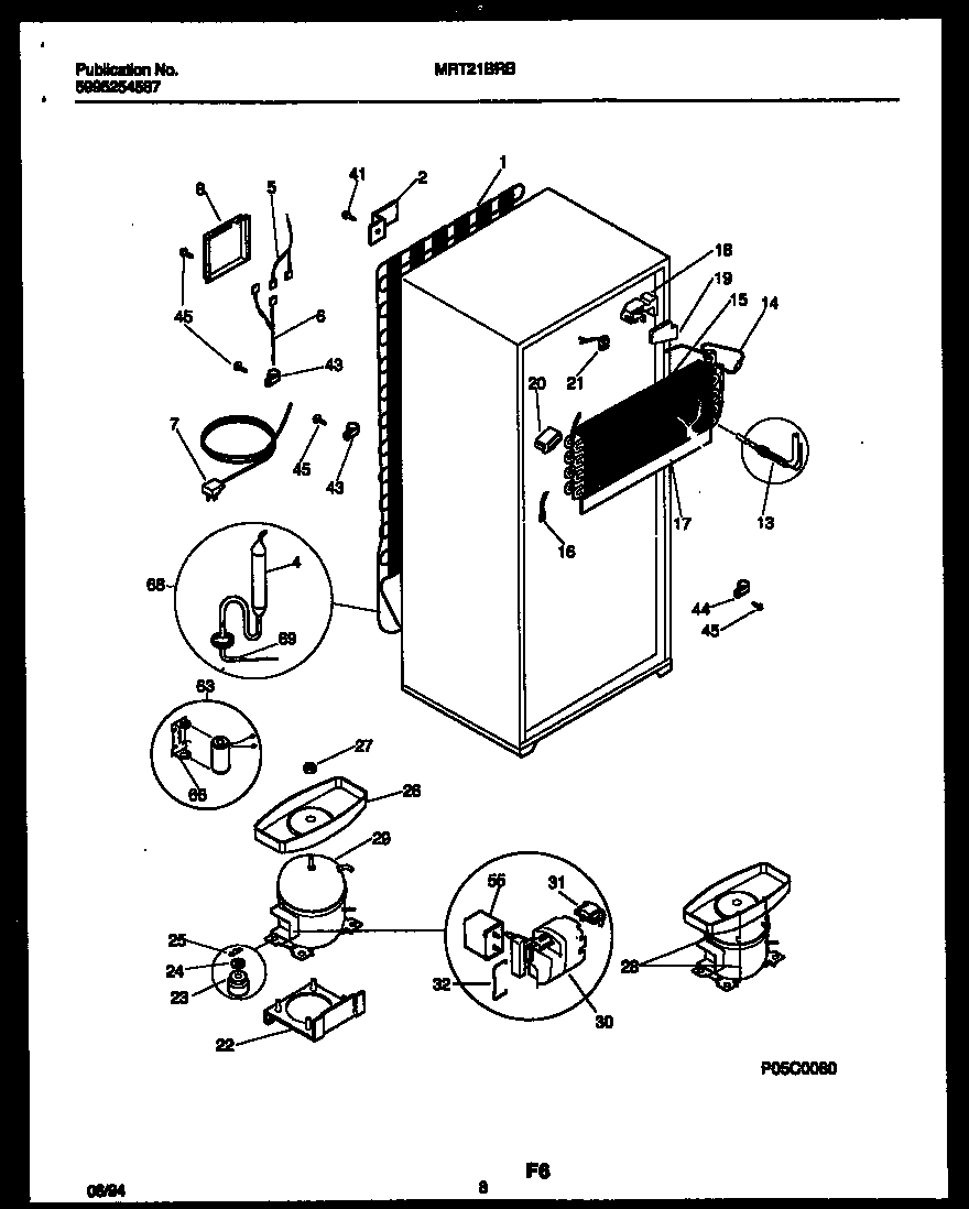 Universal/Multiflex (Frigidaire) MRT21BRBD0 system and automatic defrost parts diagram