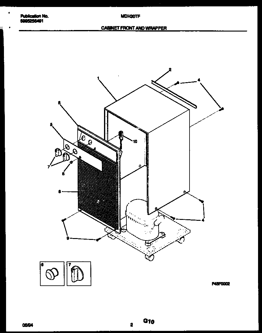 Frigidaire MDH30TF1 cabinet front and wrapper diagram