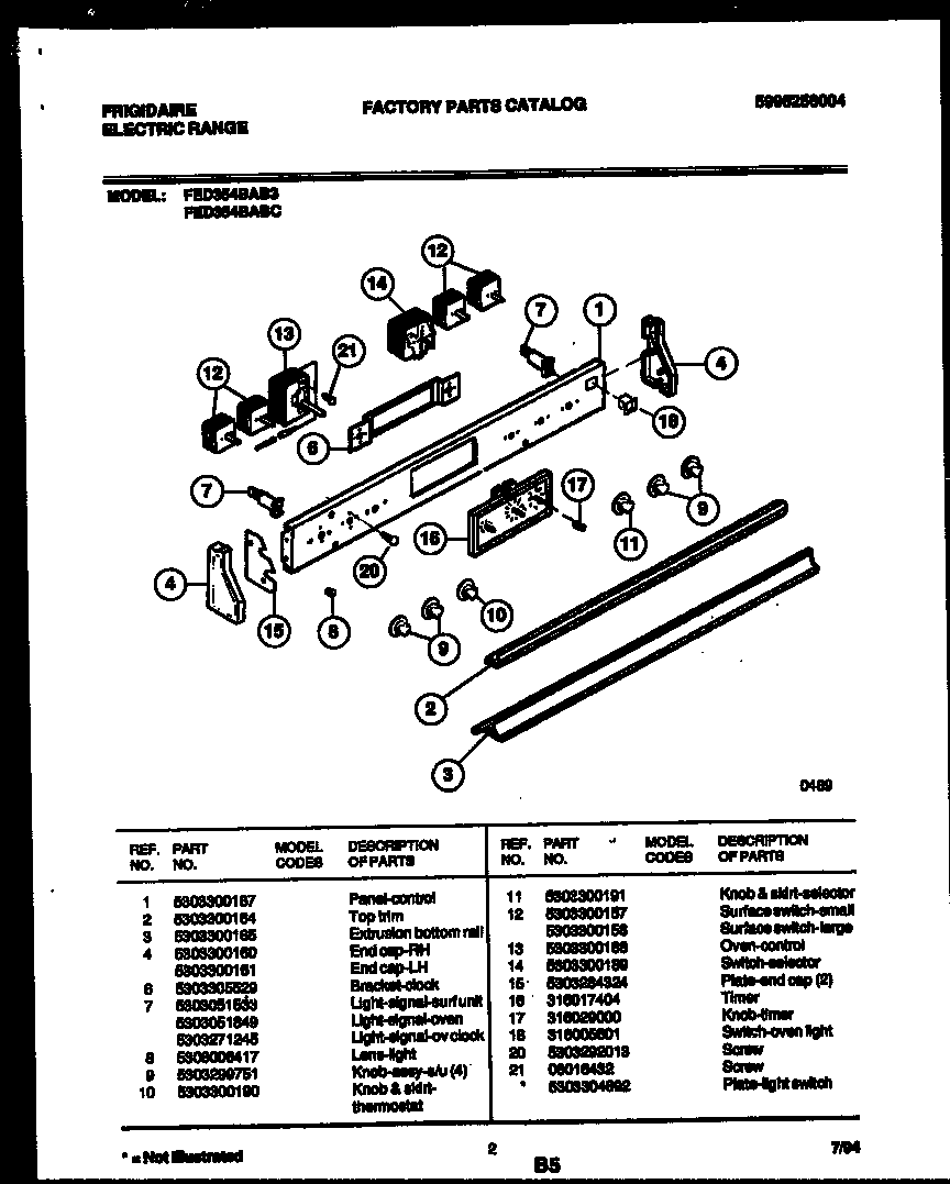 Frigidaire FED354BAB3 control panel diagram