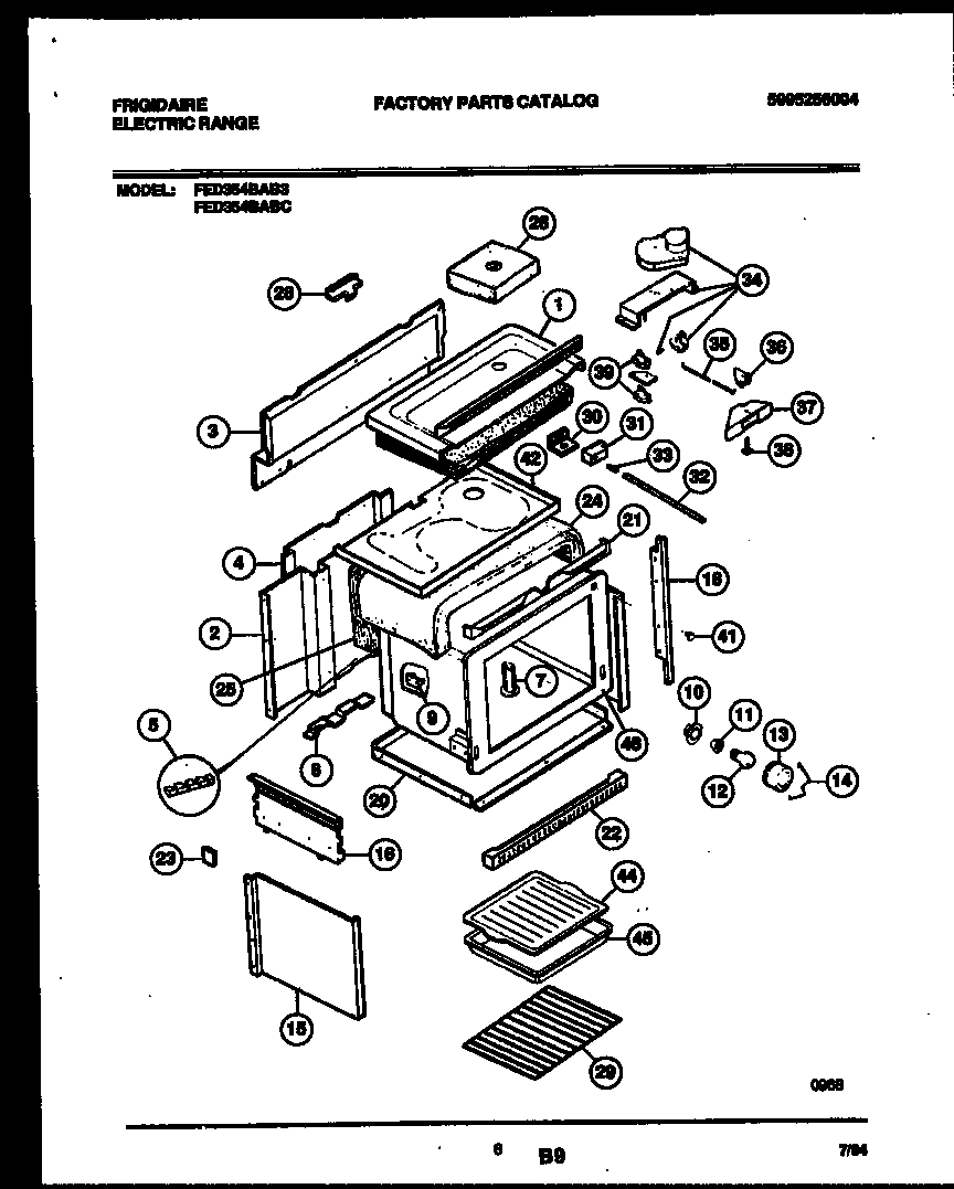 Frigidaire FED354BAB3 body parts diagram