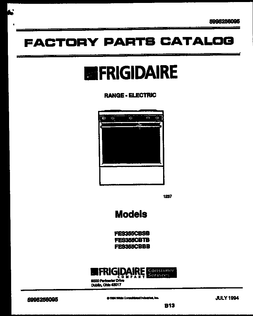 Frigidaire FES355CBBB cover diagram