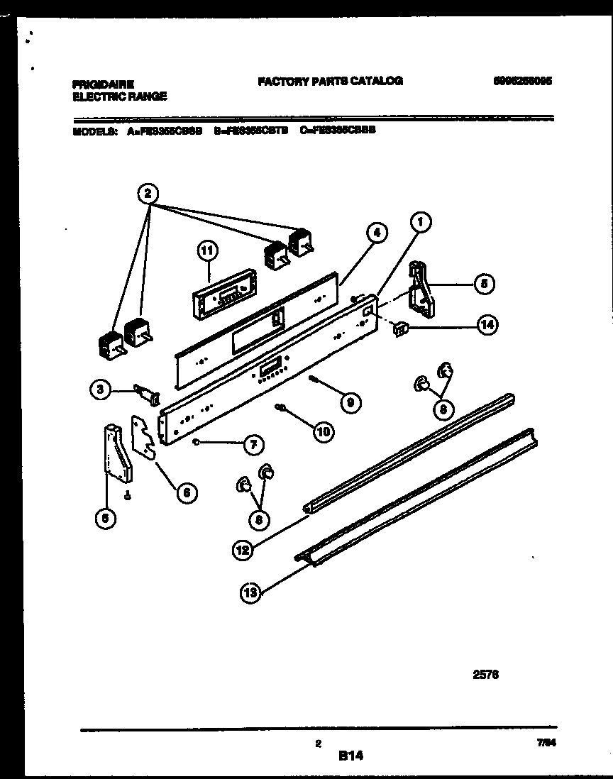 Frigidaire FES355CBBB control panel diagram