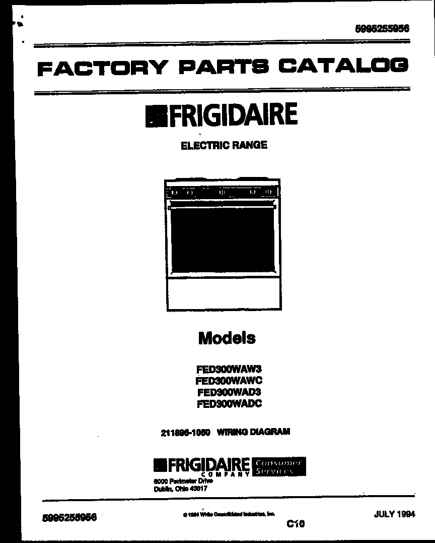 Frigidaire FED300WAD3 cover diagram