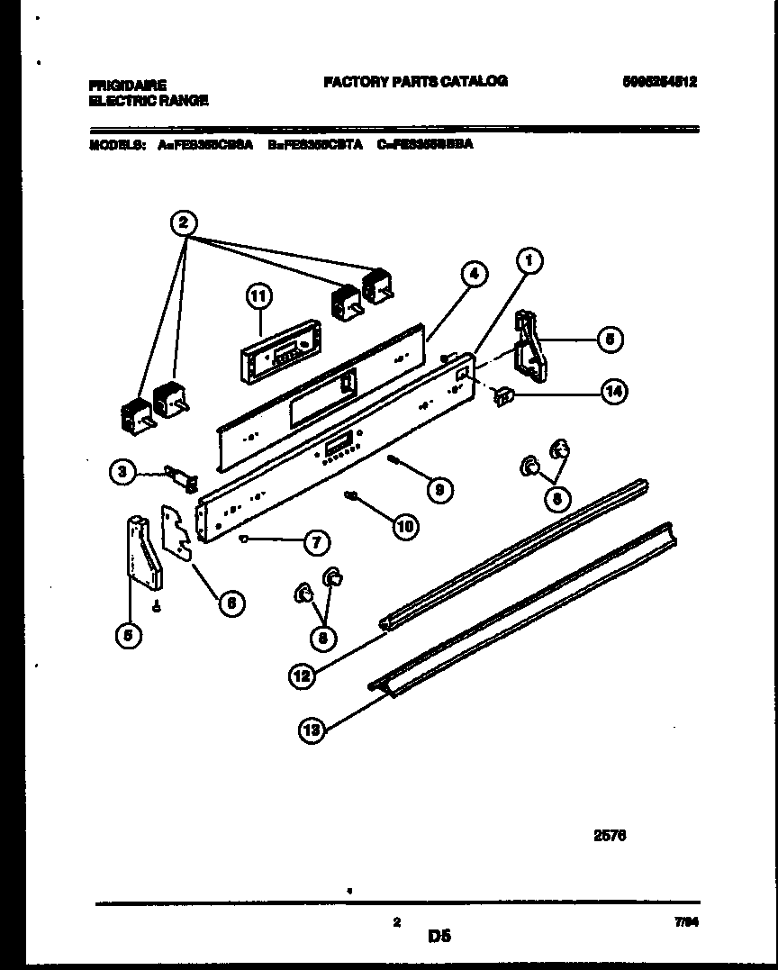 Frigidaire FES355CBSA control panel diagram
