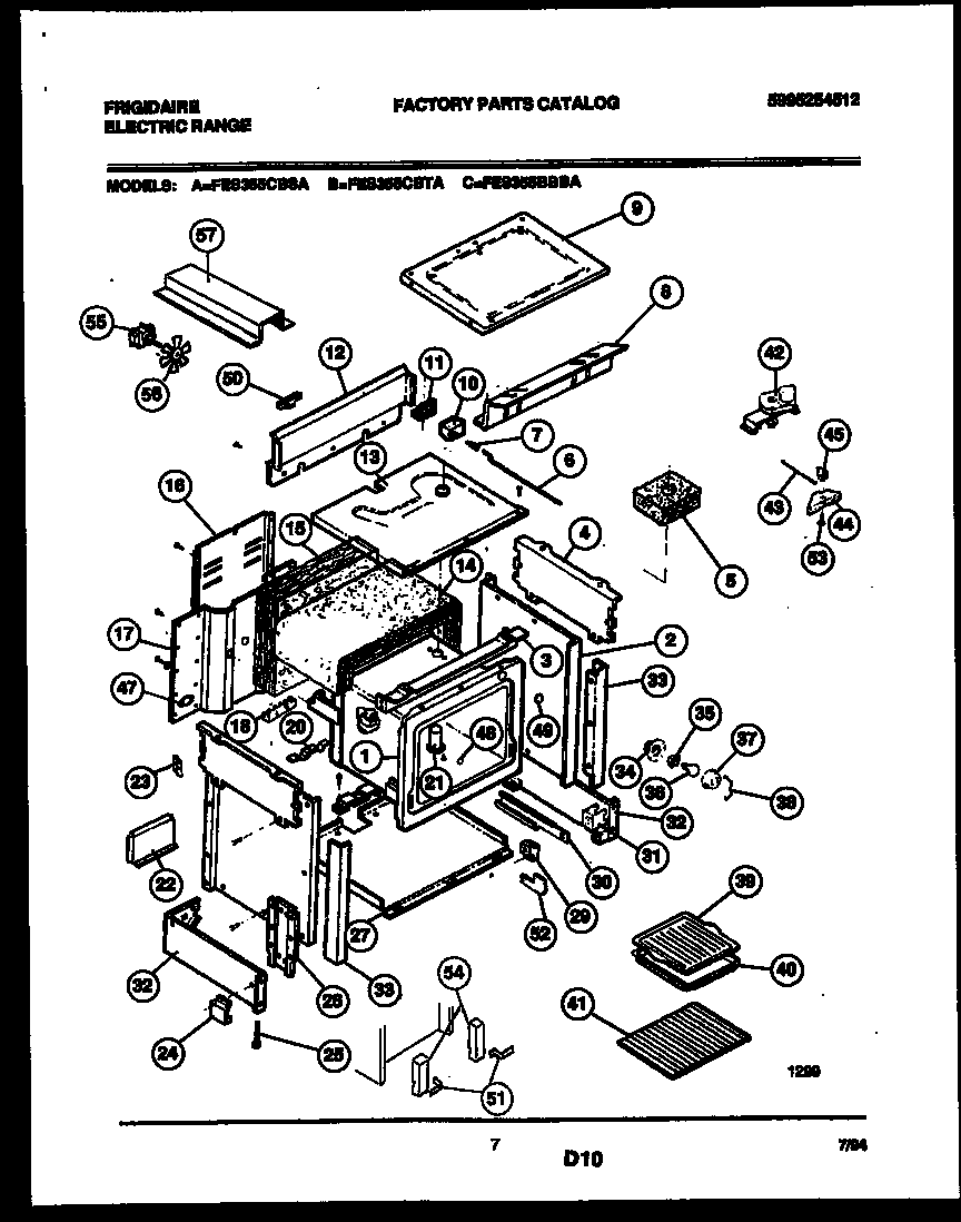 Frigidaire FES355CBSA body parts diagram