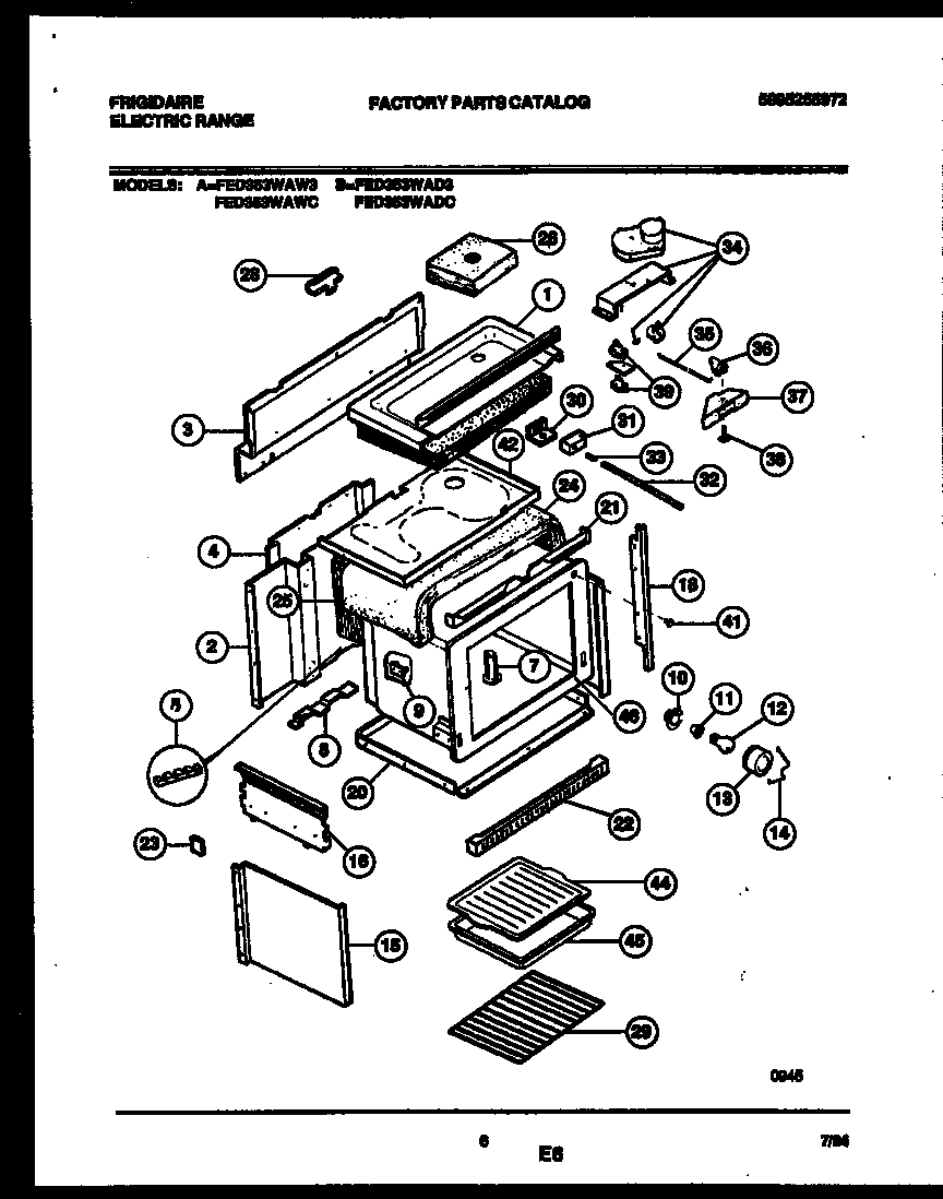 Frigidaire FED353WADC body parts diagram