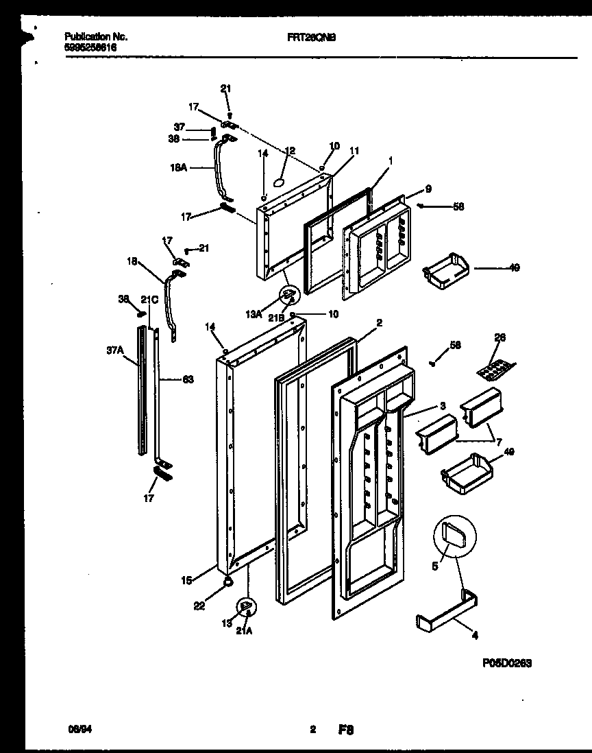 Frigidaire FRT26QNBW0 door parts diagram