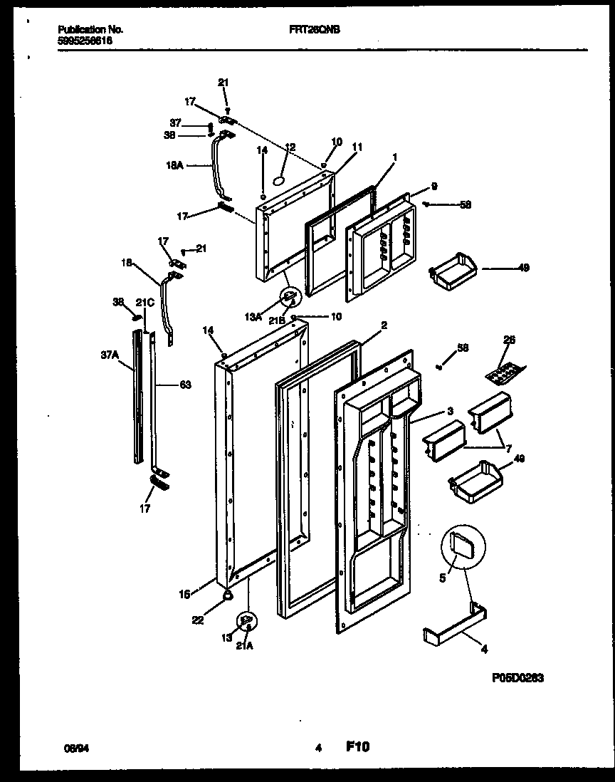 Frigidaire FRT26QNBW0 door parts diagram
