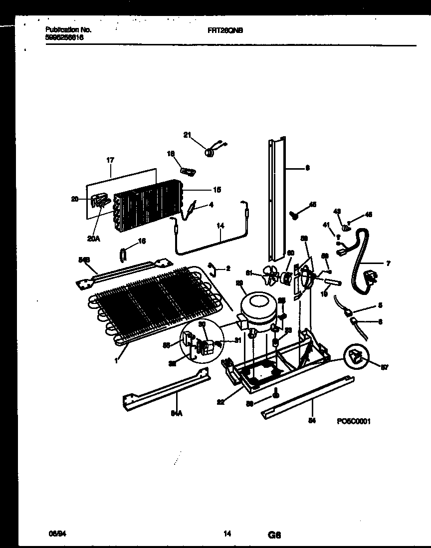 Frigidaire FRT26QNBW0 system and automatic defrost parts diagram