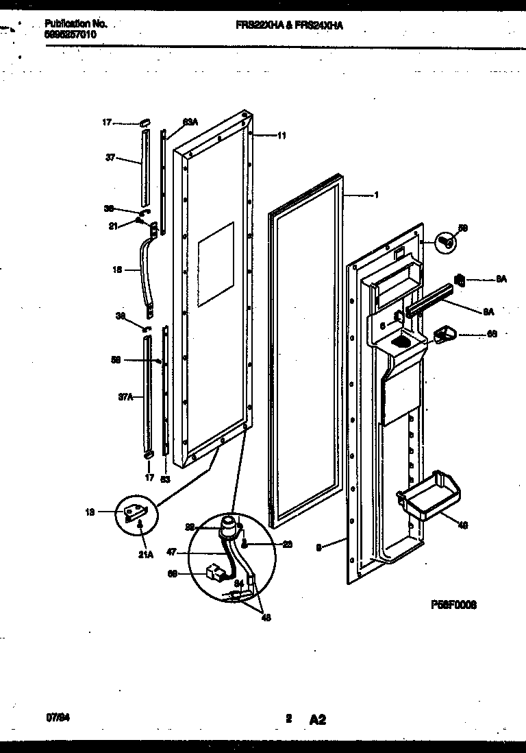 Frigidaire FRS22XHAW1 freezer door parts diagram