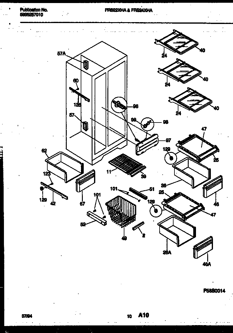 Frigidaire FRS22XHAW1 shelves and supports diagram