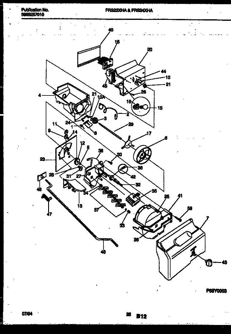 Frigidaire FRS22XHAW1 ice dispenser diagram