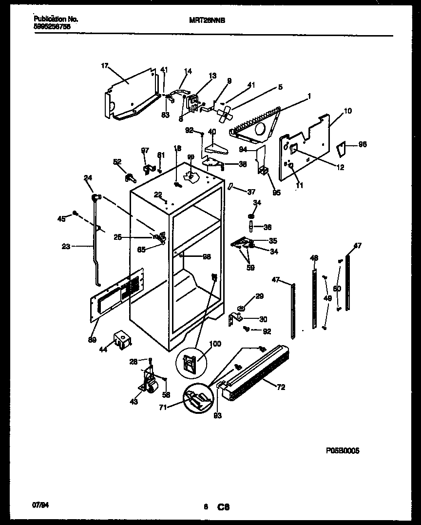 Universal/Multiflex (Frigidaire) MRT26NNBD1 cabinet parts diagram