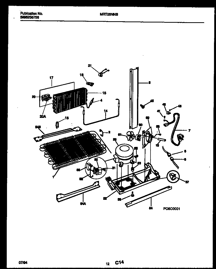 Universal/Multiflex (Frigidaire) MRT26NNBD1 system and automatic defrost parts diagram