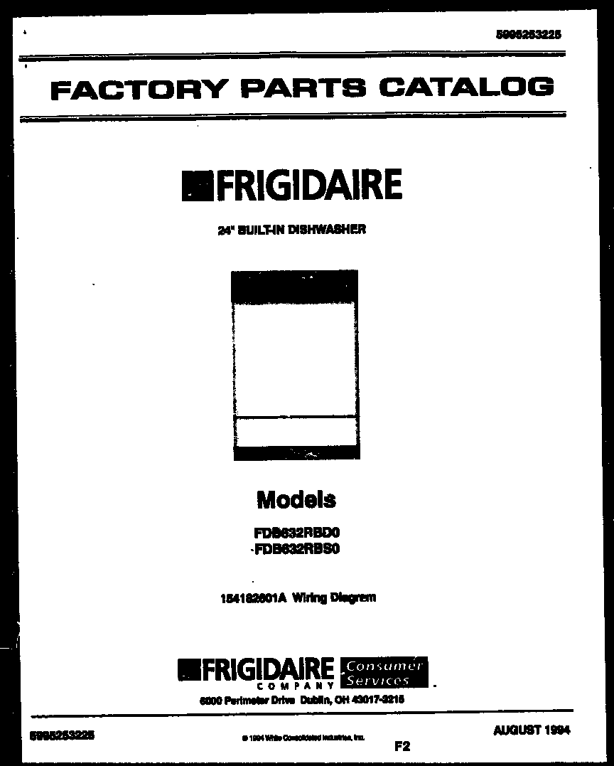Frigidaire FDB632RBS0 cover sheet diagram