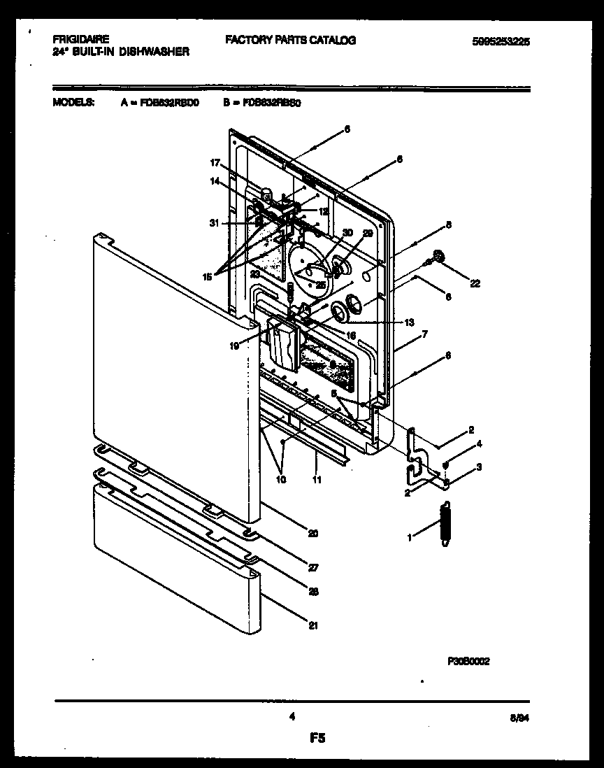 Frigidaire FDB632RBS0 door parts diagram