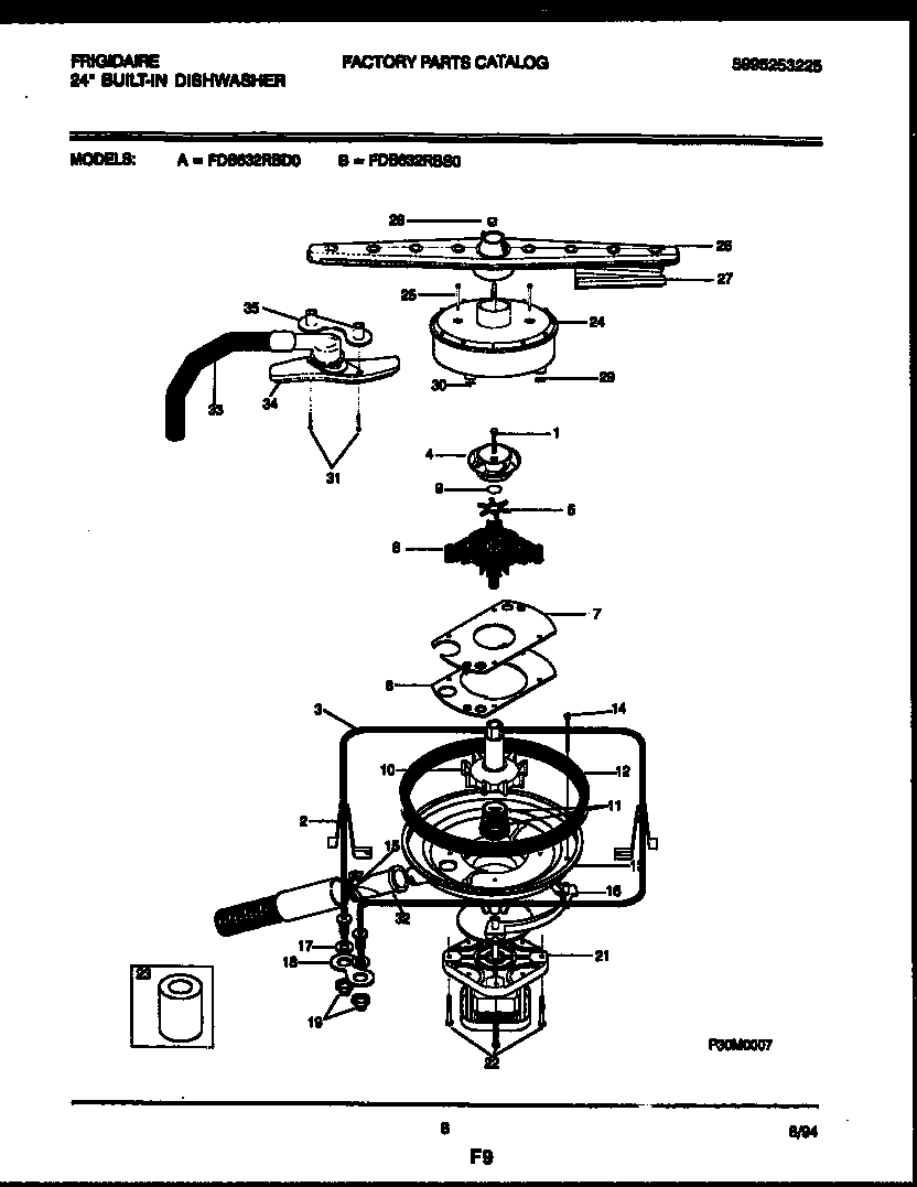 Frigidaire FDB632RBS0 motor pump parts diagram
