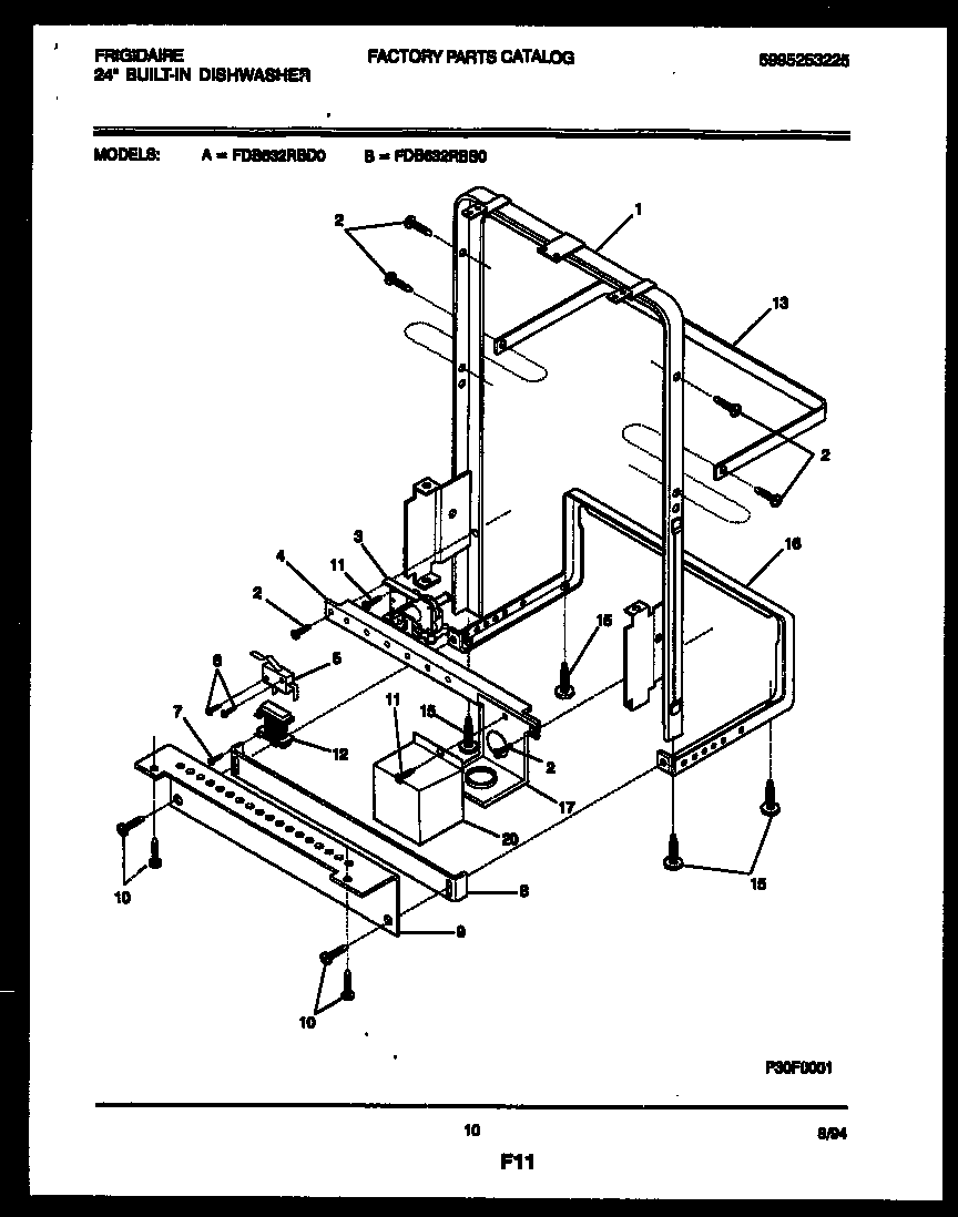 Frigidaire FDB632RBS0 power dry and motor parts diagram