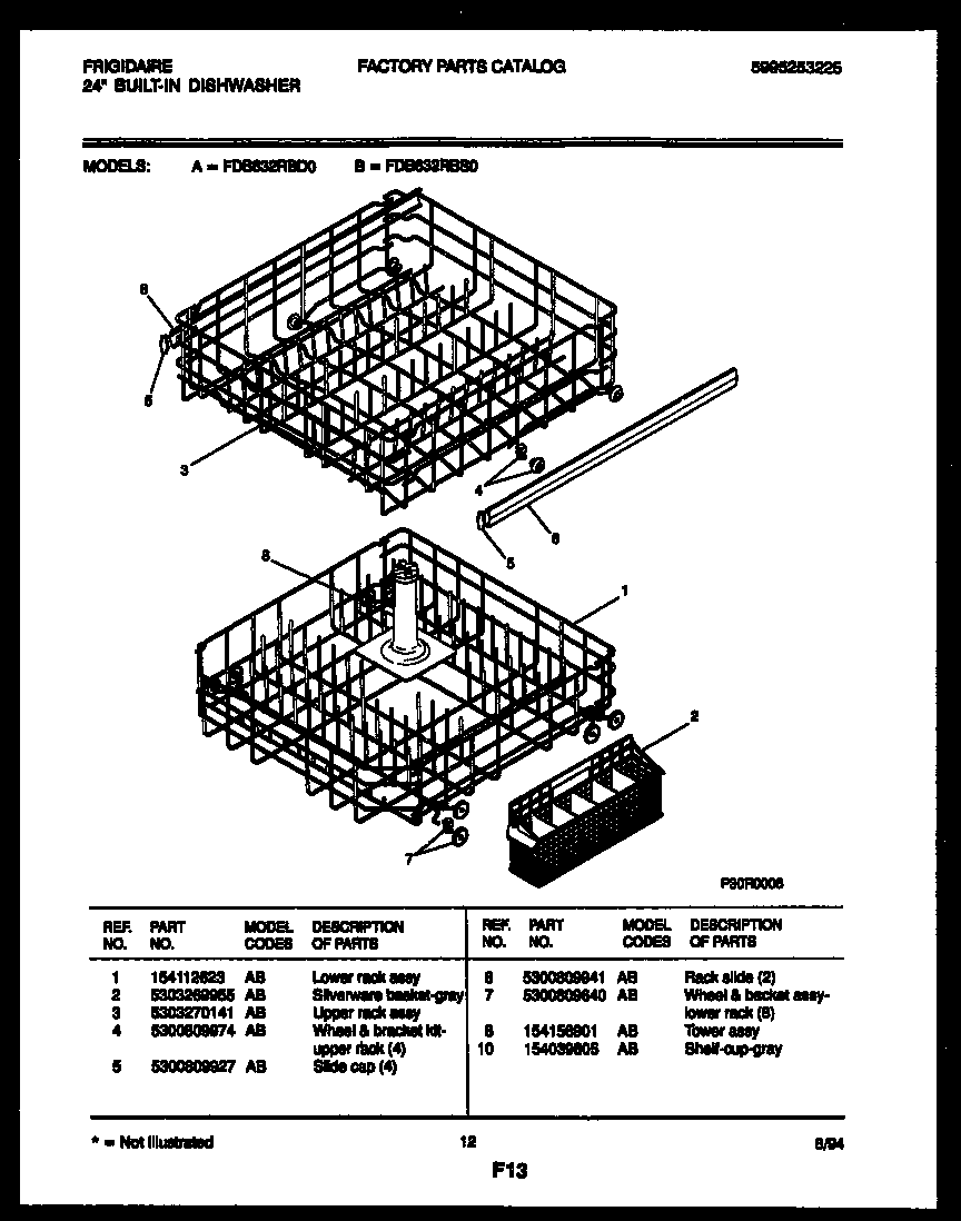 Frigidaire FDB632RBS0 racks and trays diagram