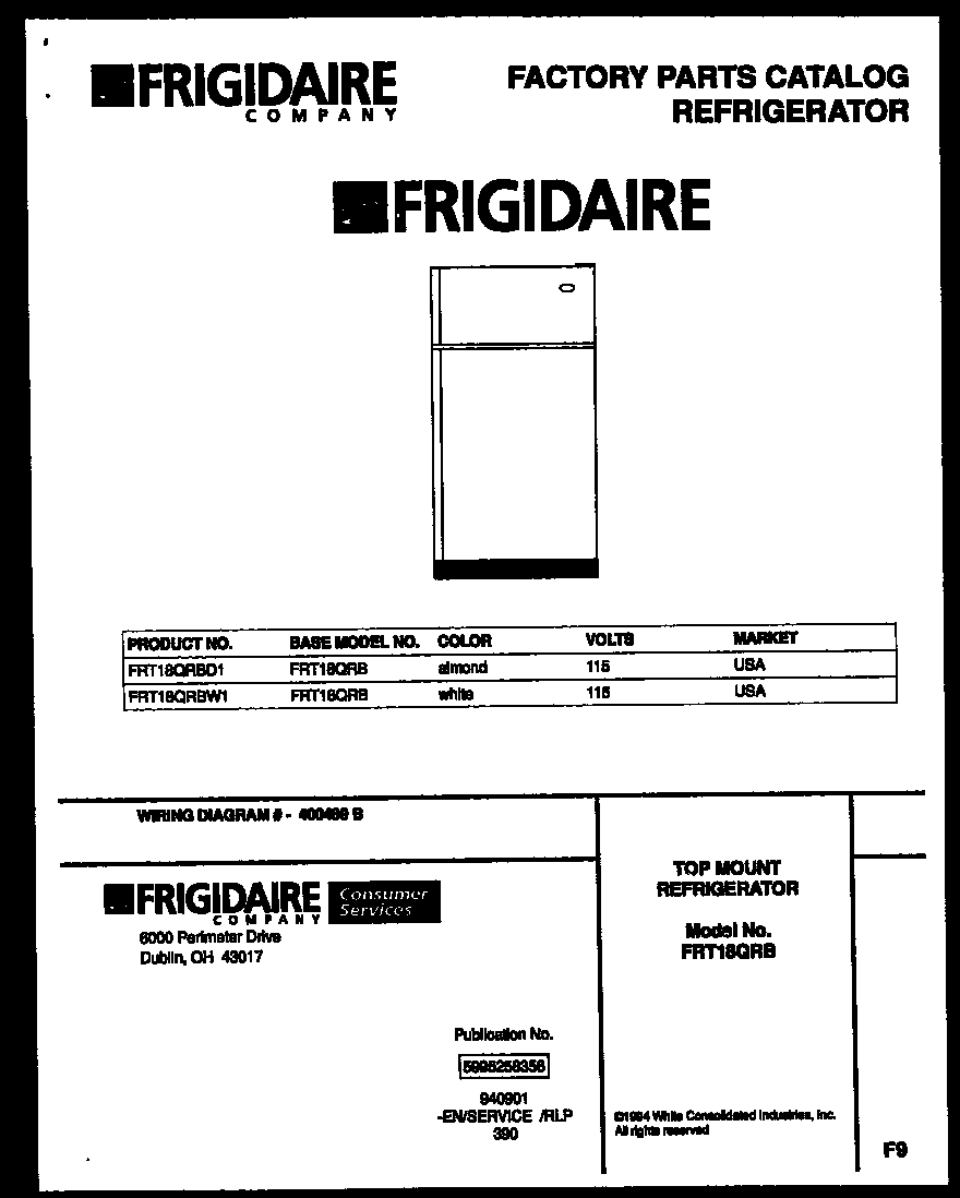 Frigidaire FRT18QRBW1 cover diagram