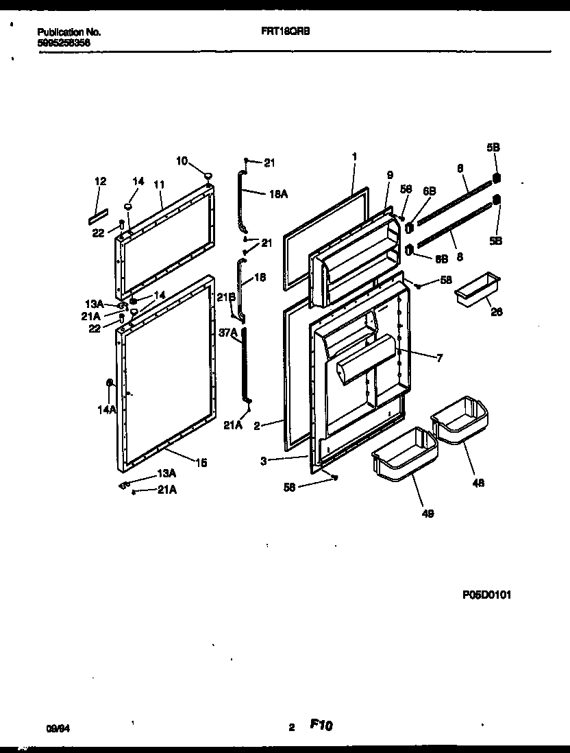 Frigidaire FRT18QRBW1 door parts diagram