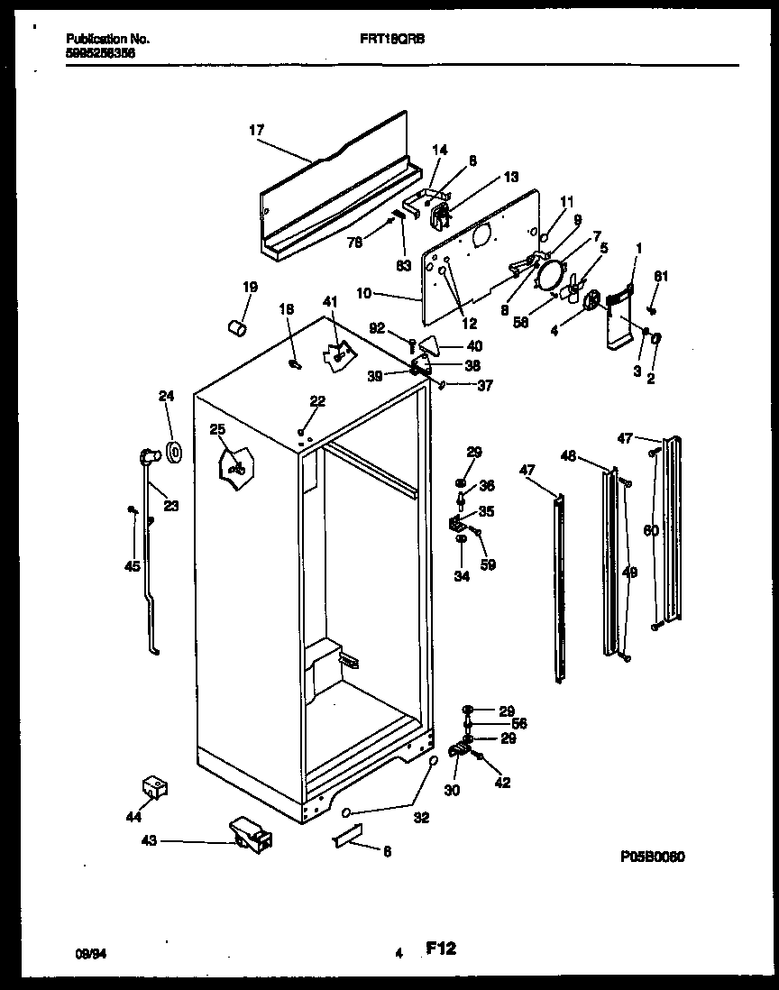 Frigidaire FRT18QRBW1 cabinet parts diagram