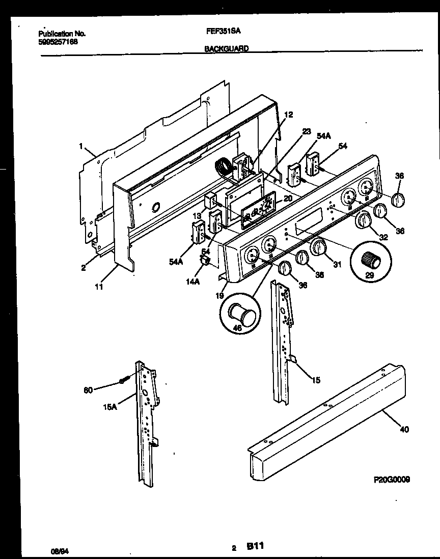 Frigidaire FEF351SADB backguard diagram