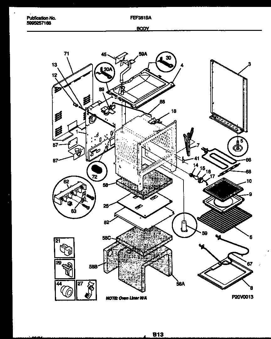 Frigidaire FEF351SADB body parts diagram