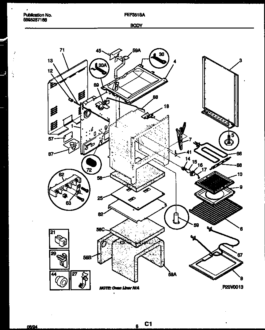 Frigidaire FEF351SADB body parts diagram