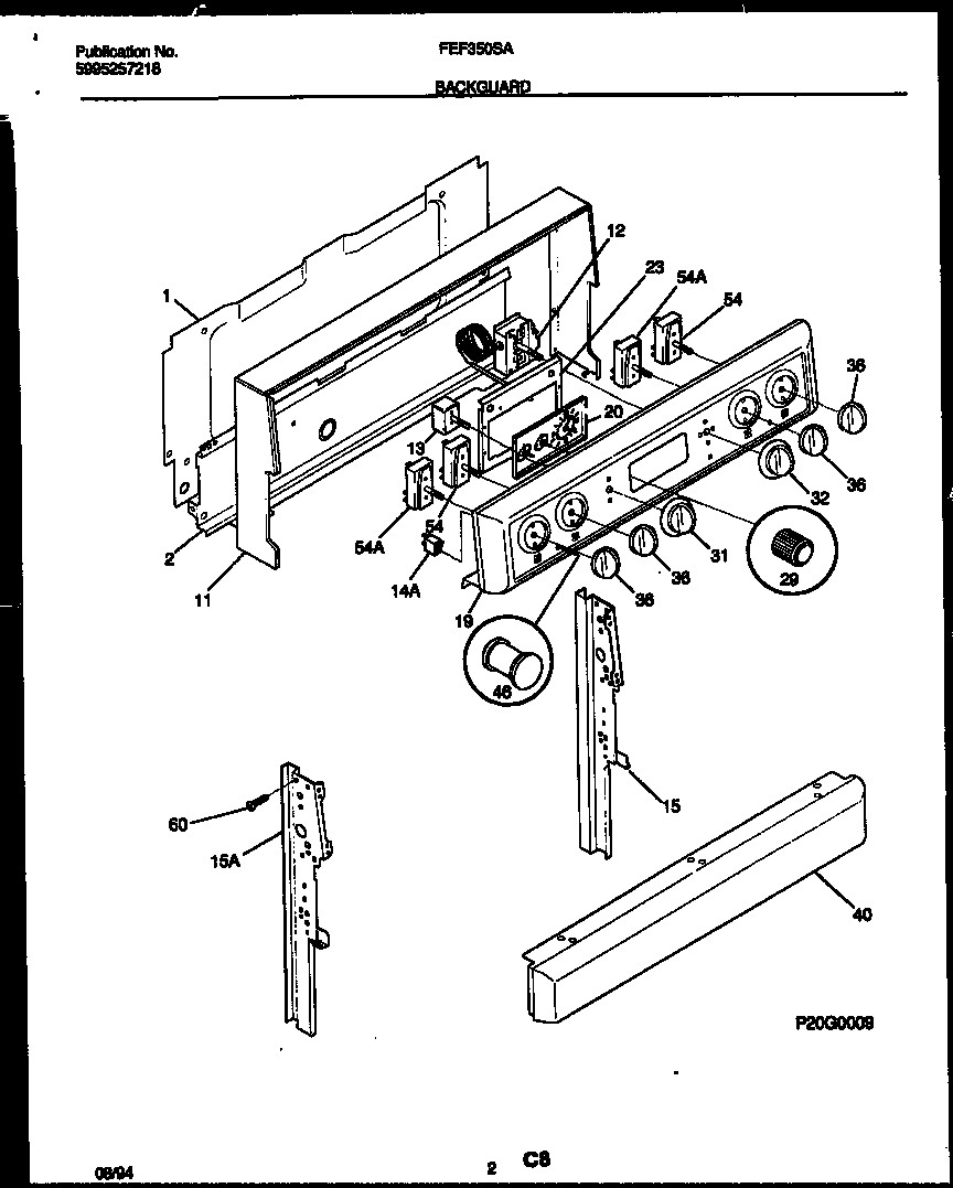 Frigidaire FEF350SADB backguard diagram