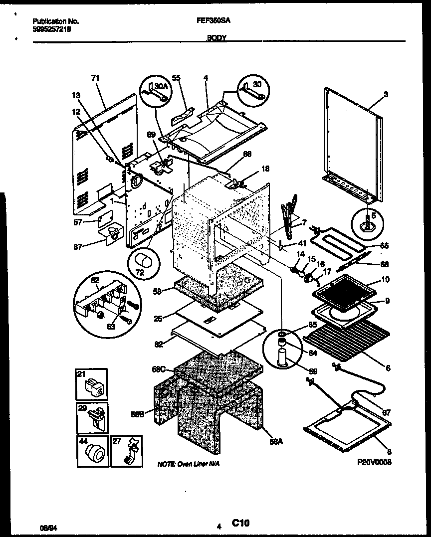 Frigidaire FEF350SADB body parts diagram