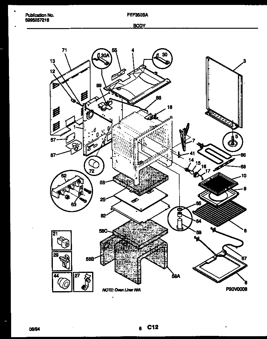 Frigidaire FEF350SADB body parts diagram