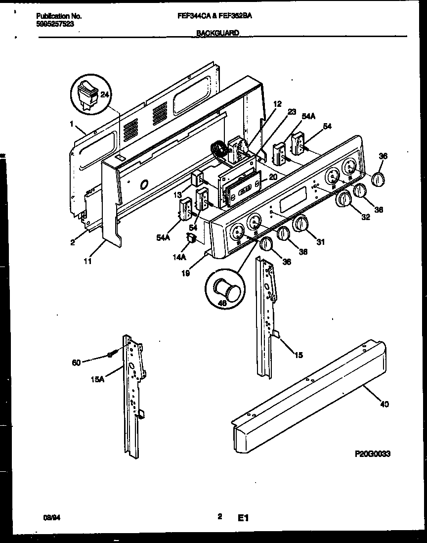 Frigidaire FEF342BADB backguard diagram