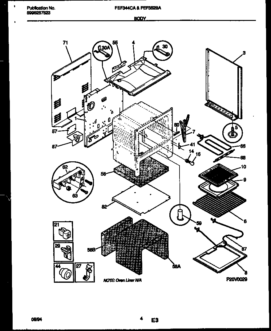 Frigidaire FEF342BADB body parts diagram
