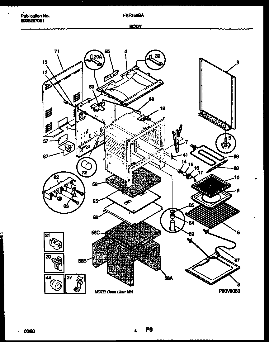 Frigidaire FEF350BAWB body parts diagram