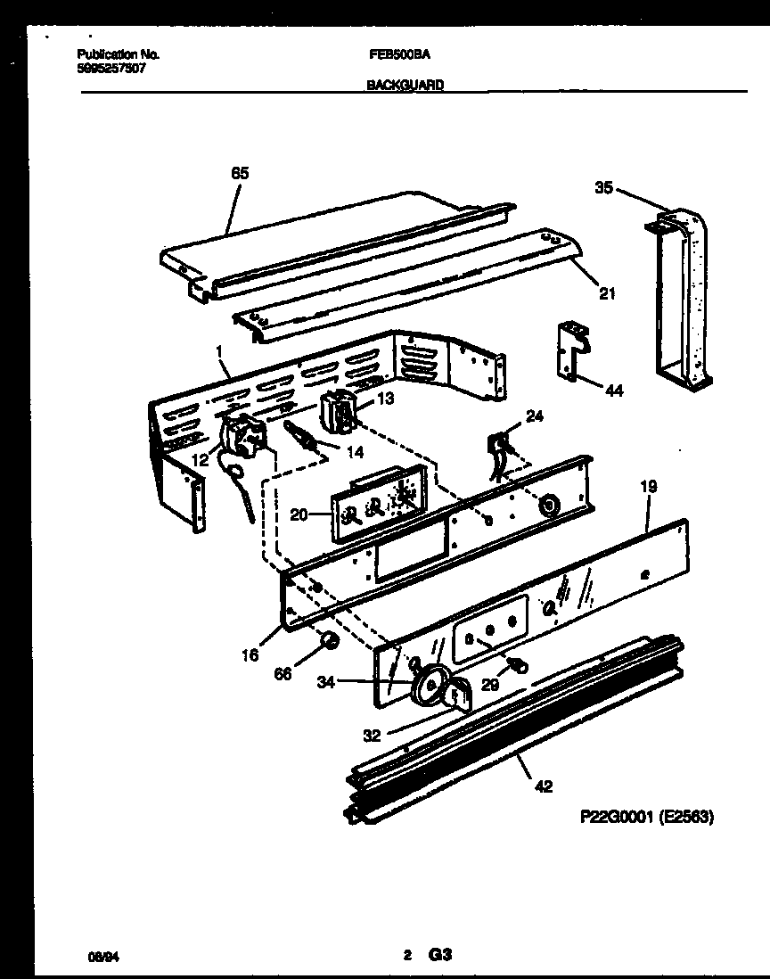 Frigidaire FEB500BAB4 backguard diagram