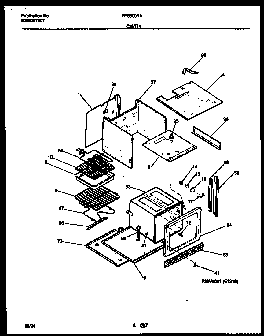 Frigidaire FEB500BAB4 body parts diagram
